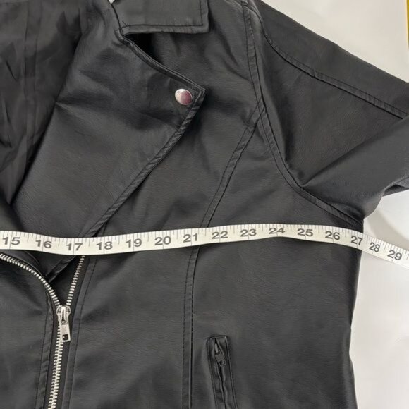 Rue 21+ Jacket 3X Retro Moto Zip Faux Leather Hood Mixed Media Streetwear Grunge - Picture 4 of 11